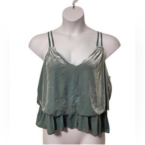 Xhilaration Sage Green Velvet Layered Crop Top